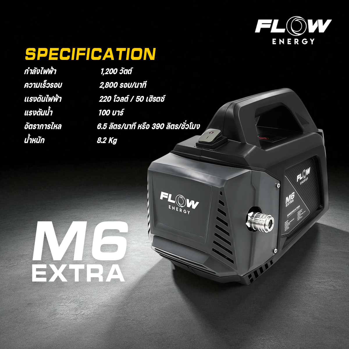 เครื่องฉีดน้ำแรงดันสูง FLOW รุ่น M6 EXTRA NEW MODEL 2025 : PHPWFM6 - Image 2