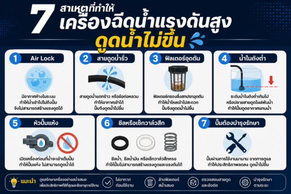 เครื่องฉีดน้ำแรงดันสูงดูดน้ำไม่ขึ้น