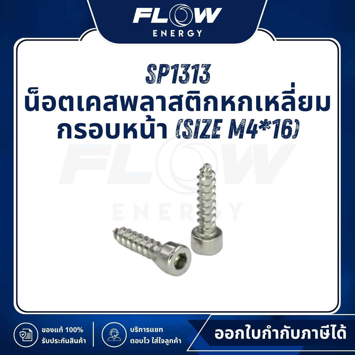 B2 น็อตเคสพลาสติกหกเหลี่ยม กรอบหน้า (Size M4*16 mm.) : SP1313